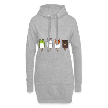 Glace aux visages d'animaux - Sweat-shirt à capuche long Femme - gris chiné - Devant