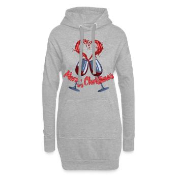 Frohe Weihnachten süßes Herz Cheers Weinglas Weihnachten - Hoodie-Kleid - Grau meliert - Vorne