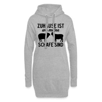 Zuhause ist wo meine Schafe sind - Hoodie-Kleid - Grau meliert - Vorne