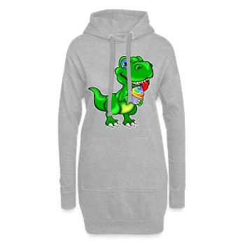 Dino mit Cupcake Muffin bunt - Hoodie-Kleid - Grau meliert - Vorne