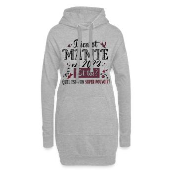 Mamie 2023 Super Pouvoir Grand Mère Cadeau Femme - Sweat-shirt à capuche long Femme - gris chiné - Devant