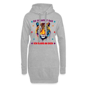 Du schaffst das! Ich glaub an dich! Tigerstark - Hoodie-Kleid - Grau meliert - Vorne