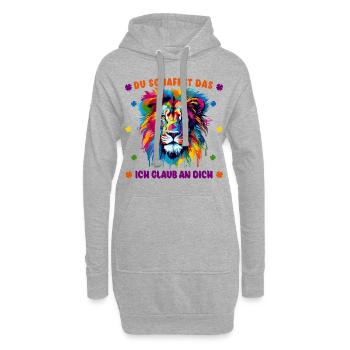 DU SCHAFFST DAS - ICH GLAUB AN DICH - Löwe - Hoodie-Kleid - Grau meliert - Vorne