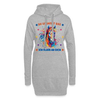 Du schaffst das! Ich glaub an dich - Pferd Reiter - Hoodie-Kleid - Grau meliert - Vorne