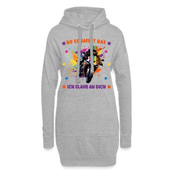 Du schaffst das! Ich glaub an dich! - Motorrad - Hoodie-Kleid - Grau meliert - Vorne