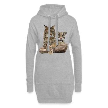 Luchs und Nebelparder - Hoodie-Kleid - Grau meliert - Vorne