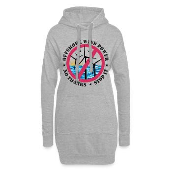 Énergie éolienne offshore Non merci - Sweat-shirt à capuche long Femme - gris chiné - Devant