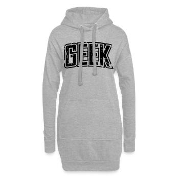 lettrage détresse cru geek - Sweat-shirt à capuche long Femme - gris chiné - Devant