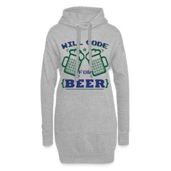 Funny Beer Coding Coder - Hoodie Dress - heather grey - Front