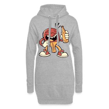 Tischtennisschläger mit Bierflasche Bier spielt - Hoodie-Kleid - Grau meliert - Vorne