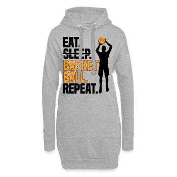 Eat Sleep Basketball Répéter I Fille Joueuse de basket-ball - Sweat-shirt à capuche long Femme - gris chiné - Devant