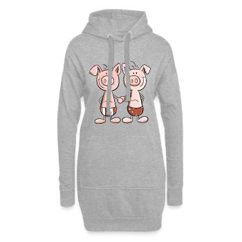 Beste Freunde Schweine Zwillinge Fun Geschenk - Hoodie-Kleid - Grau meliert - Vorne