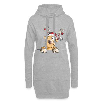 Weihnachtliches Rentier - Rentiere - Geschenk - Hoodie-Kleid - Grau meliert - Vorne