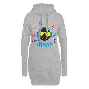 J'aime la musique - Sweat-shirt à capuche long Femme - gris chiné - Devant