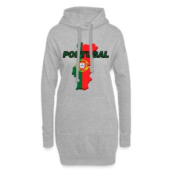 Carte drapeau du Portugal - Sweat-shirt à capuche long Femme - gris chiné - Devant