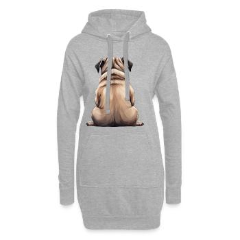 Mops - Hoodie-Kleid - Grau meliert - Vorne