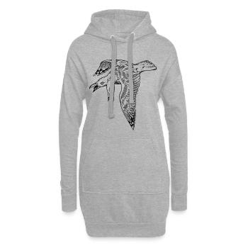 Mouette bicéphale - Sweat-shirt à capuche long Femme - gris chiné - Devant