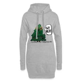 hibou Noël nuit arbre de Noël hibou - Sweat-shirt à capuche long Femme - gris chiné - Devant