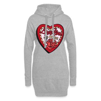 Love You Always – Romantisches Retro-Herz - Hoodie-Kleid - Grau meliert - Vorne