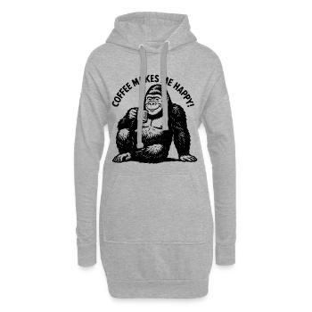 Coffee makes me happy! Coffee Coffee Coffee - Hoodie-Kleid - Grau meliert - Vorne