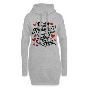 Es gibt Menschen die passen perfekt ins Herz - Hoodie-Kleid - Grau meliert - Vorne
