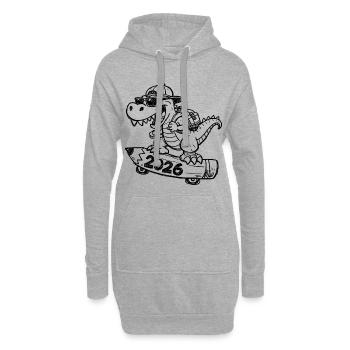 Schulkind 2026 Schuljahr Schulanfang Dino T-Rex - Hoodie-Kleid - Grau meliert - Vorne