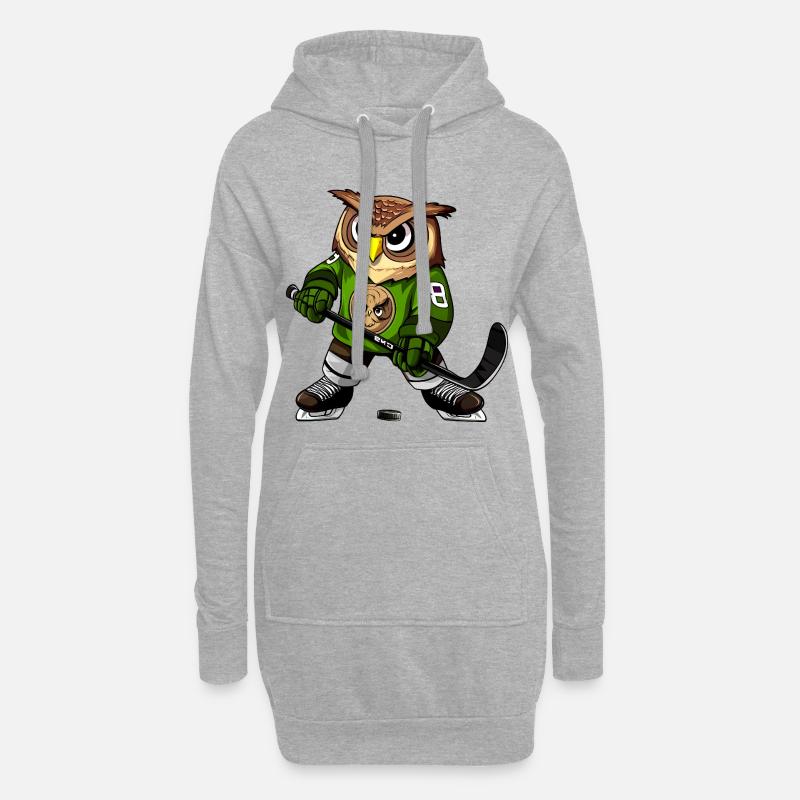Eule Eishockey - Hoodie-Kleid - Grau meliert
