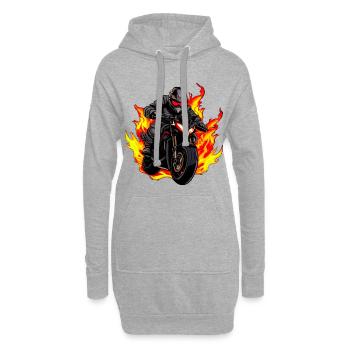 Motard aux flammes - Sweat-shirt à capuche long Femme - gris chiné - Devant