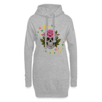 Yeux rouges, design de t-shirt crâne et roses. - Sweat-shirt à capuche long Femme - gris chiné - Devant