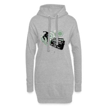 Boombox Graffiti Retro Circles Frutiger Metro - Sweat-shirt à capuche long Femme - gris chiné - Devant