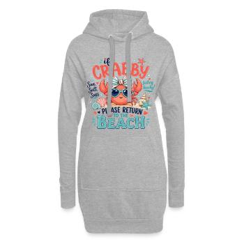 Crabe Plage Humour Été Rose - Sweat-shirt à capuche long Femme - gris chiné - Devant