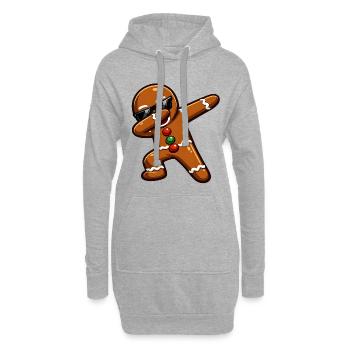 Dabbing Lebkuchenmann - Hoodie-Kleid - Grau meliert - Vorne