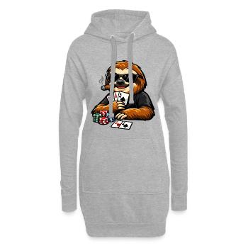 Paresseux cool jouant au poker - Sweat-shirt à capuche long Femme - gris chiné - Devant