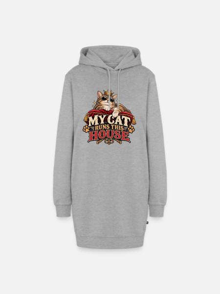 Meine Katze leitet dieses Haus – lustiger Katzenliebhaber - Hoodie-Kleid - Grau meliert