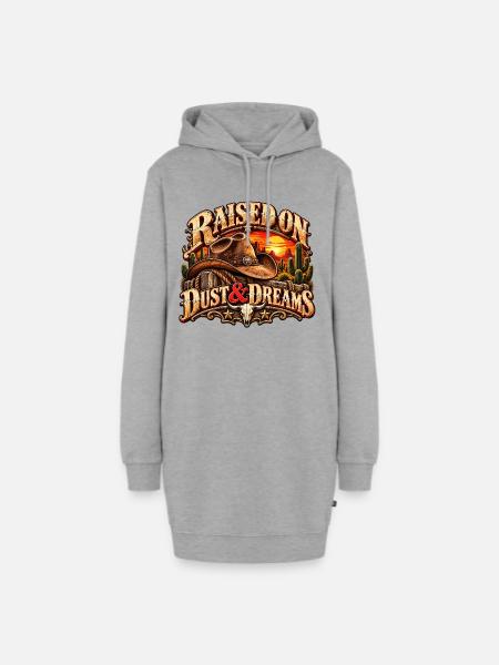 Raised on Dust & Dreams – Western Cowboy - Hoodie-Kleid - Grau meliert