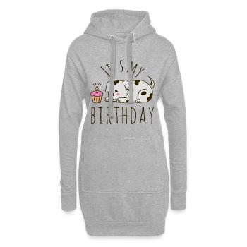 Es ist mein Geburtstag Hund - Hoodie-Kleid - Grau meliert - Vorne