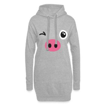 Costume de cochon - Sweat-shirt à capuche long Femme - gris chiné - Devant