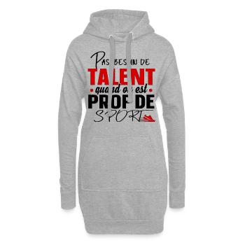Prof de Sport Professeur Métier Cadeau Humour - Sweat-shirt à capuche long Femme - gris chiné - Devant