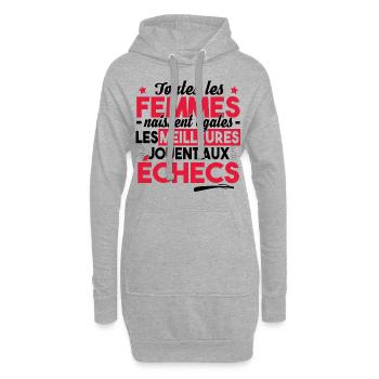 Jeux d'échecs Cadeau Humour Amie Collègue - Sweat-shirt à capuche long Femme - gris chiné - Devant