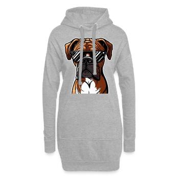 Chiot boxer mignon - Sweat-shirt à capuche long Femme - gris chiné - Devant