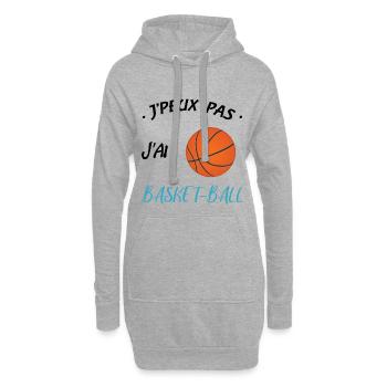 J'peux pas j'ai basket-ball "cadeaux sport basket" - Sweat-shirt à capuche long Femme - gris chiné - Devant