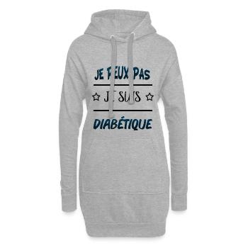 Je peux pas je suis diabétique - Sweat-shirt à capuche long Femme - gris chiné - Devant