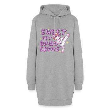 Douce mais dangereuse Licorne de Karaté - Sweat-shirt à capuche long Femme - gris chiné - Devant