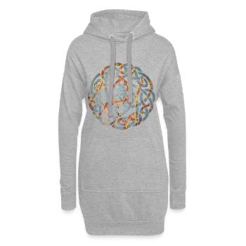 noeud celtique 5 e 19 - Sweat-shirt à capuche long Femme - gris chiné - Devant