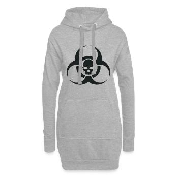Symbole du crâne de risque biologique - Sweat-shirt à capuche long Femme - gris chiné - Devant