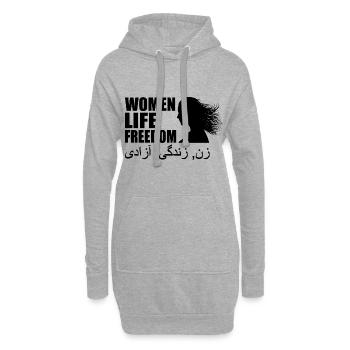 Women life freedom - Sweat-shirt à capuche long Femme - gris chiné - Devant