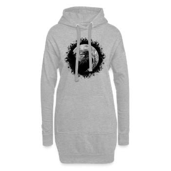 Schwarze Krähe mystischer Rabe bei Vollmond - Hoodie-Kleid - Grau meliert - Vorne