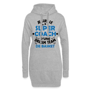 Je Suis Le Super Coach D'une Dream Team De Basket - Sweat-shirt à capuche long Femme - gris chiné - Devant