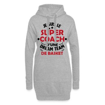 Je Suis Le Super Coach D'une Dream Team De Basket - Sweat-shirt à capuche long Femme - gris chiné - Devant