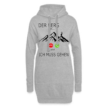 Spruch der Bergruft und ich muss gehen Wandern - Hoodie-Kleid - Grau meliert - Vorne
